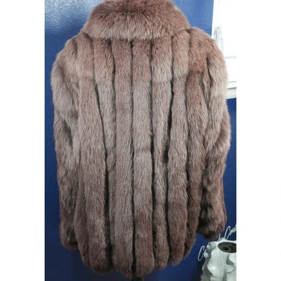 Beautiful Burgundy Maroon Dyed Fox Fur Coat Jacket